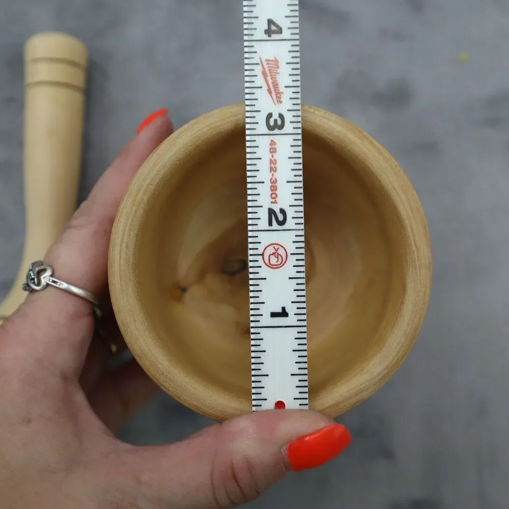 Mortar and Pestle Wooden Medium 5in Tall 3in Bowl Diameter